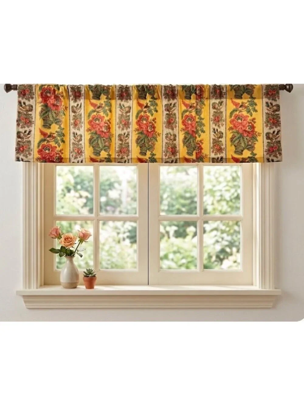 Vintage Waverly French Country Rooster Rochelle One Window Valance Made in USA